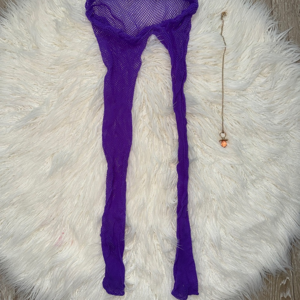 Purple Fishnet Hosiery Tights - Women Intimates & Sleepwear worn in OF LIVE